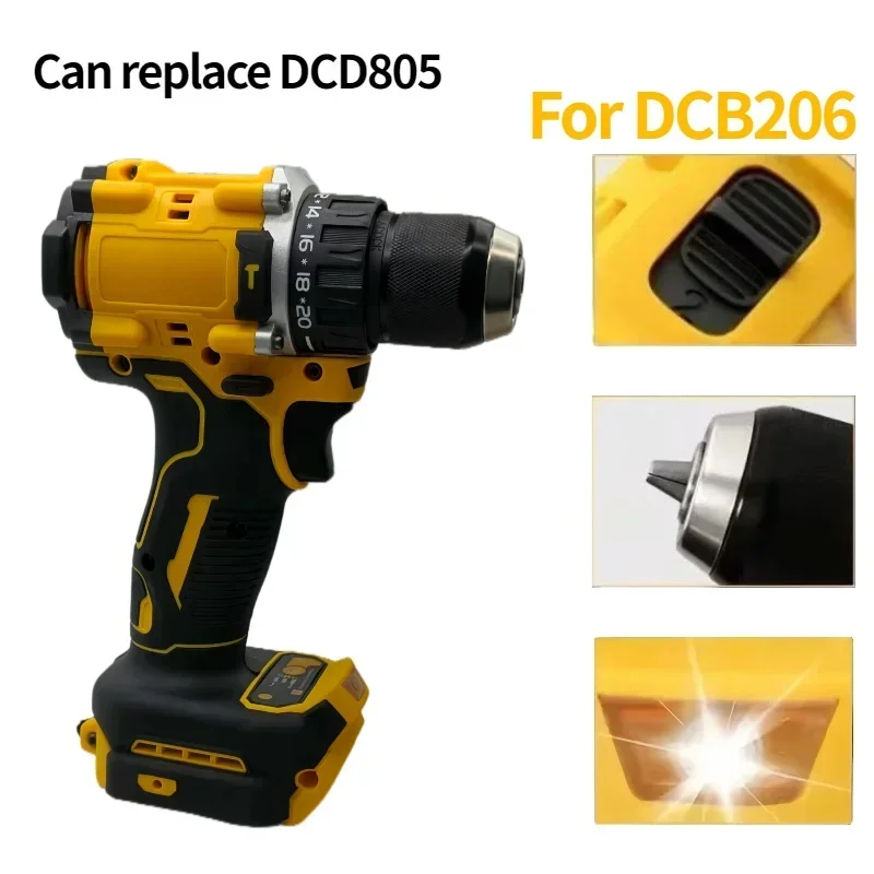 NEWLithium Battery 20V RechargeableBrushless Compact ElectricScrewdriver replaceable Hand Drill Impact Drill DCD805 for DCB206🥉