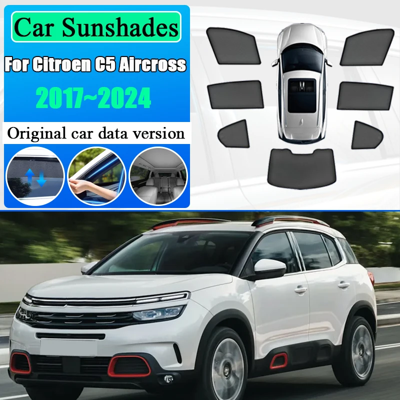 For Citroen C5 Aircross C84 MK1 2017-2024 Car Window Mesh Sunshade Privacy Curtain Anti-mosquito UV Protection Auto Accessories