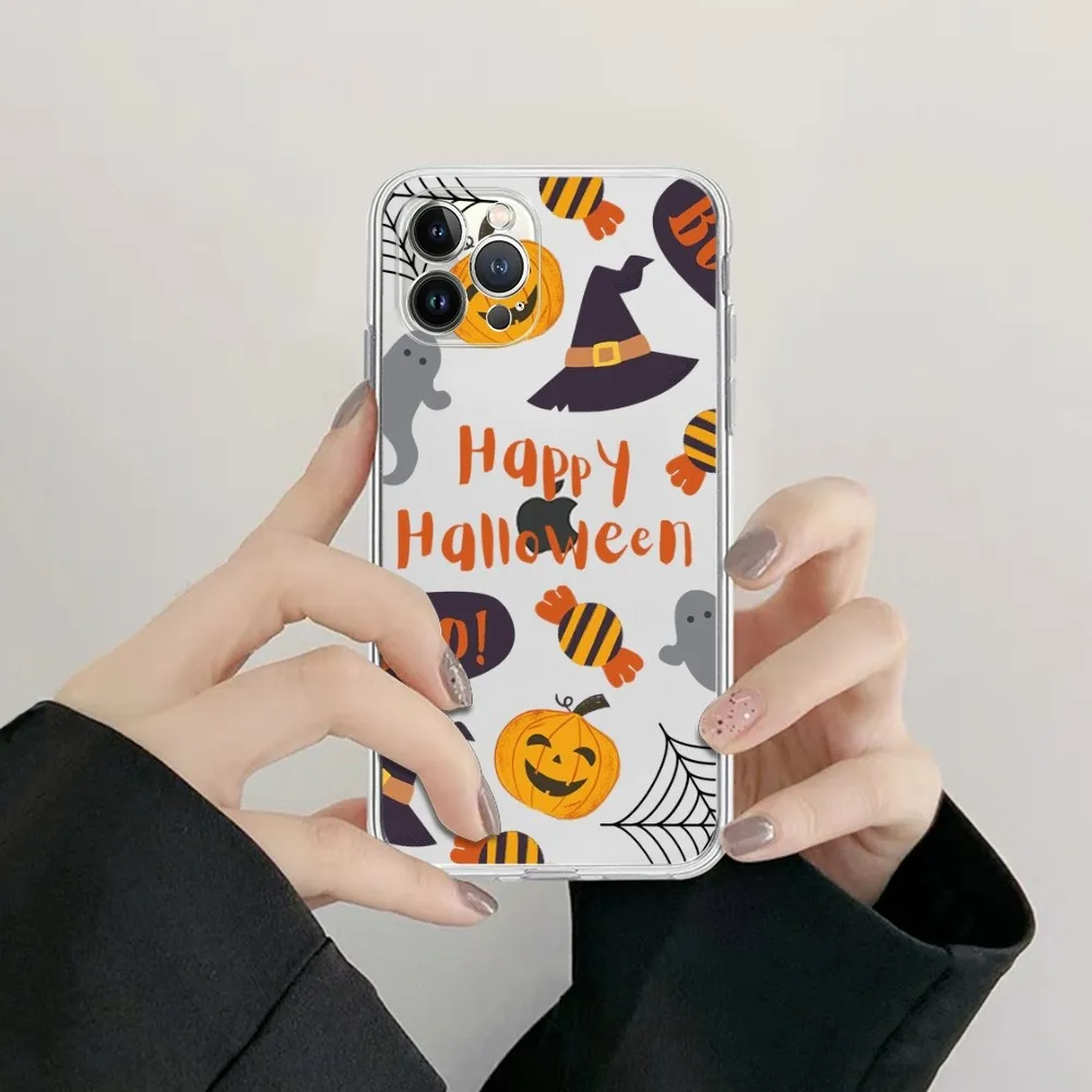 Halloween Phone Case For iPhone 14 13 12 11 Pro Max Mini X Xs XR 6 7 8 Plus SE 2020 Transparent Case