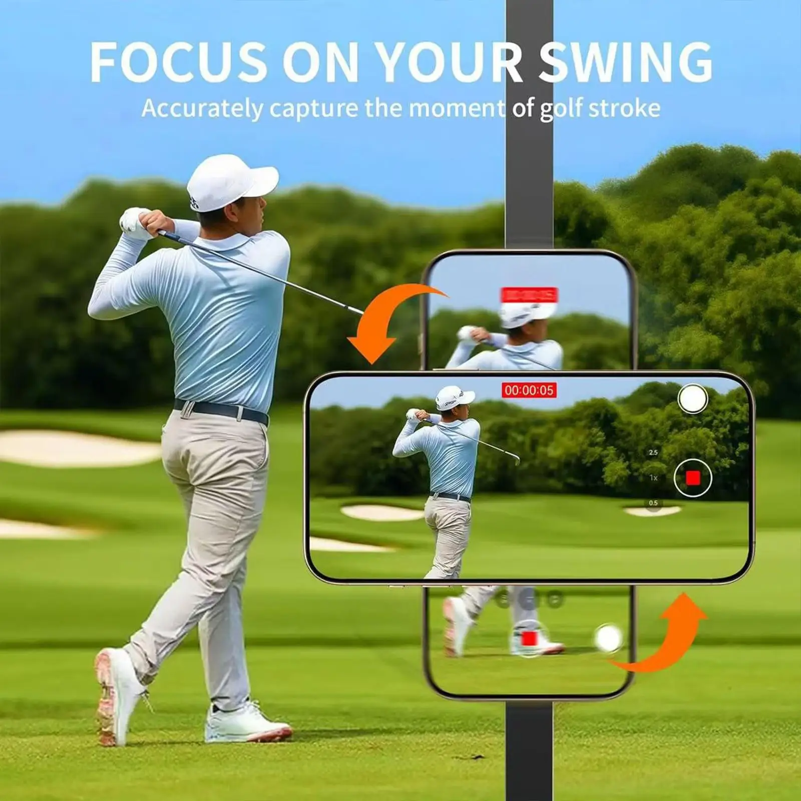 Golf Cart Phone Holder Adjustable Lightweight Portable 360 Degree Rotation