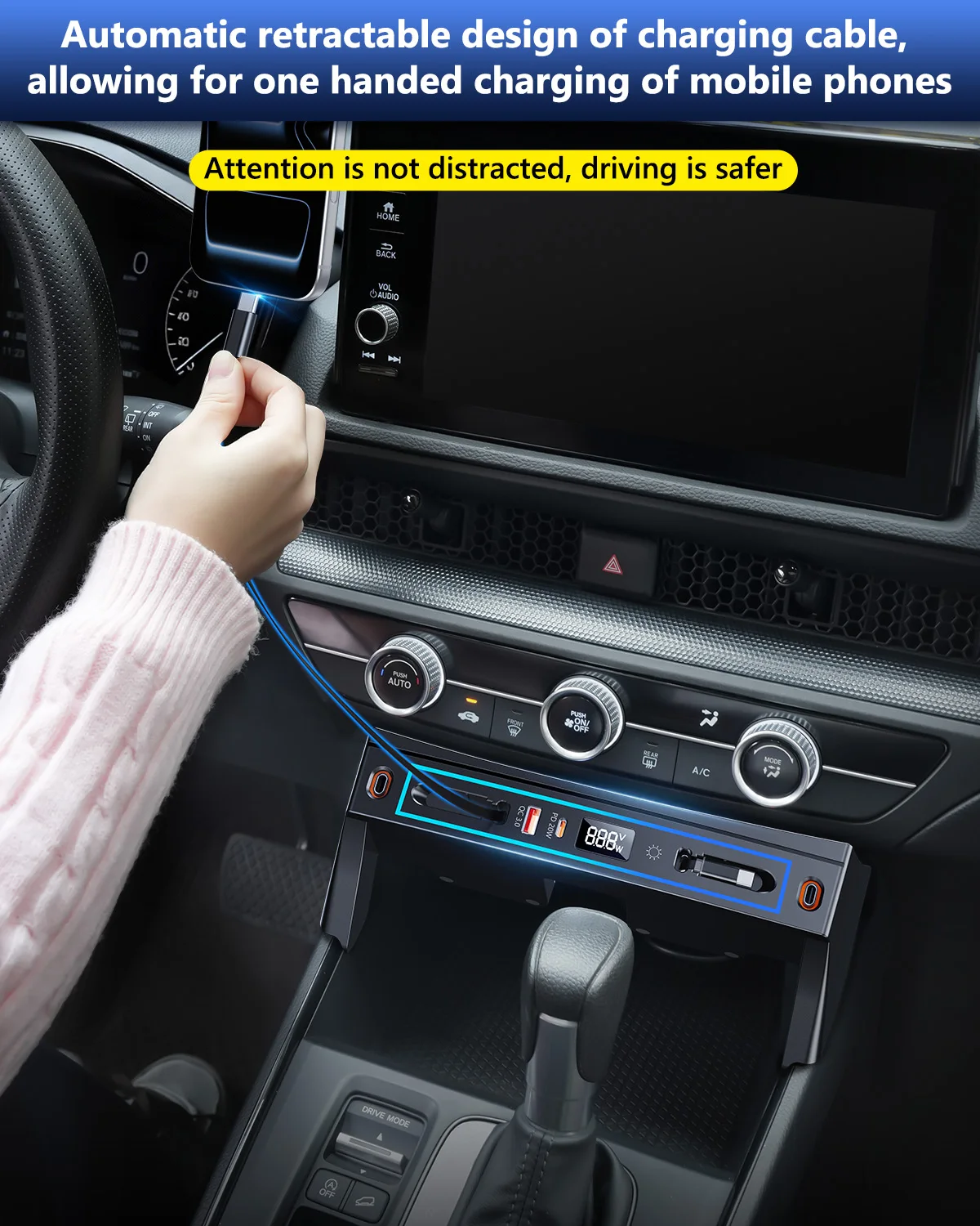 Eary Car USB Hub Docking Station for Honda CRV 2026 2025 2024 2023 Type-C Fast Charger Auto Interior Centre Console Accessories
