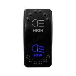 12V 24V Headlight Rocker Switch HIGH LOW Beam Green / Blue Led ON OFF ON Car ATV Boat Carling ARB Type 3 Position Toggle Switch