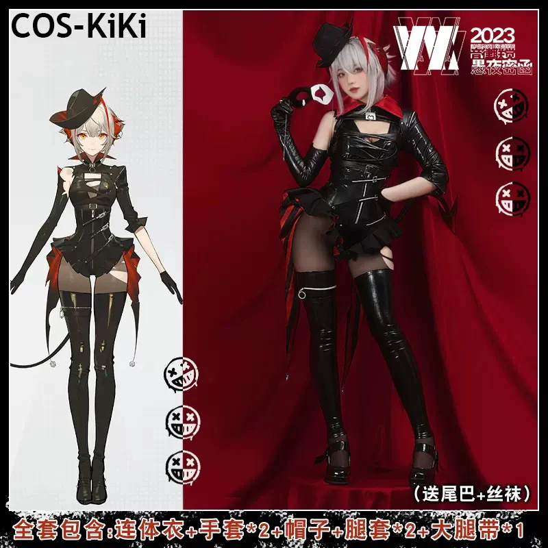 COS-KiKi Arknights W AMBIENCE SYNESTHESIA Kaitou Game Suit Cosplay Costume Leather Jumpsuits Halloween Party Outfit Women