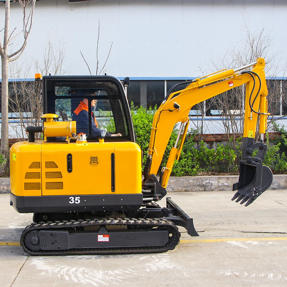 Miniexcavadora diésel modificada para requisitos particulares, excavadora pequeña sobre orugas de fábrica de 3,5 toneladas, con accesorios a la venta