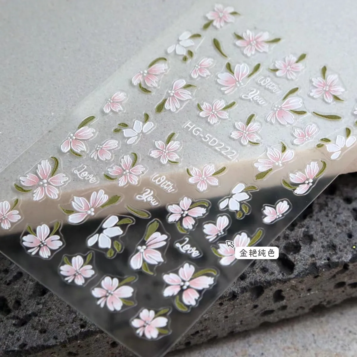 

Viral 3D Relief Camellia Nail Stickers 5D Holographic Hand Painted Fresh Flower Self Adhesive Decals for Professional Manicure