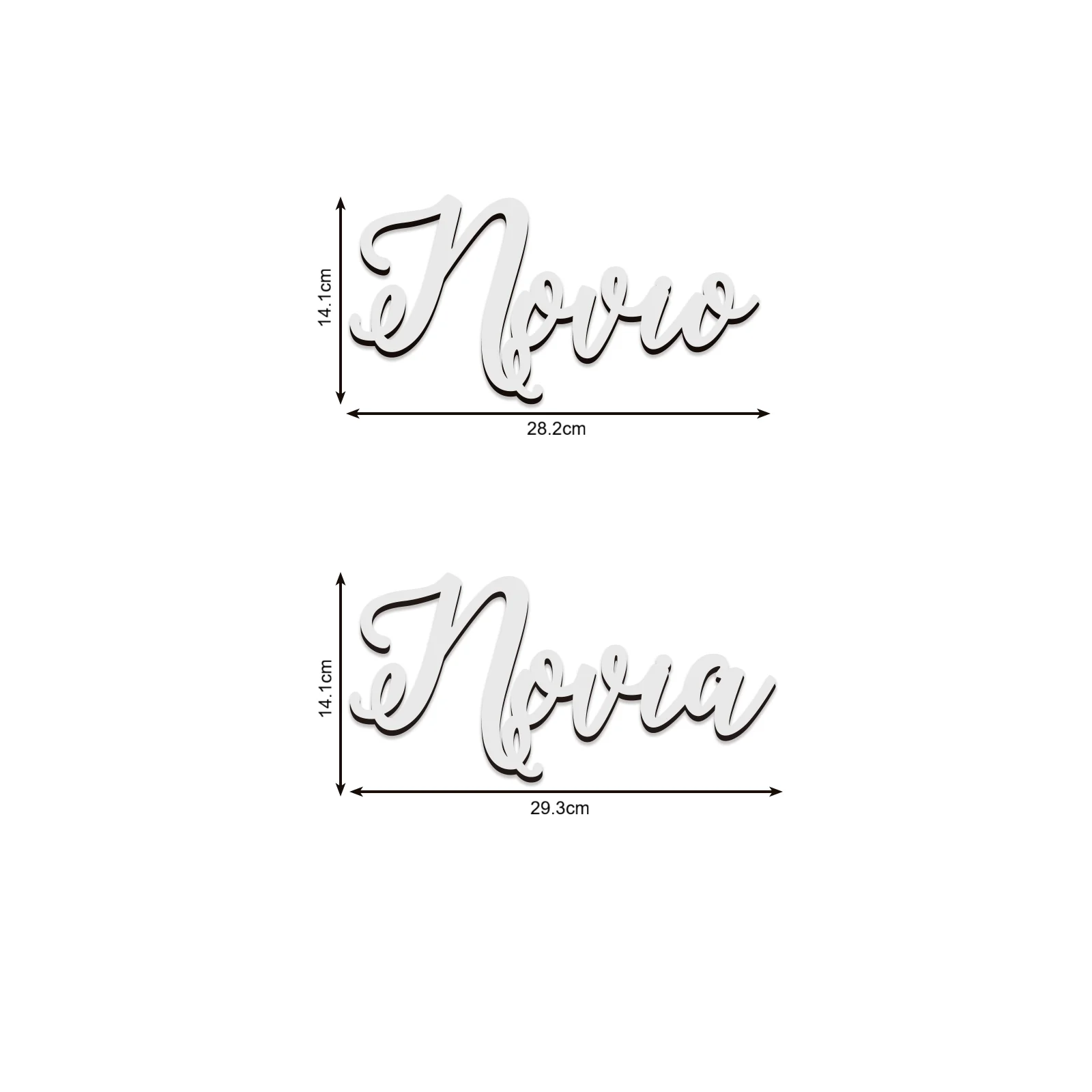Novia Novio Spanish Wedding Chair Signs - White Wooden 14.1x28.2/29.3cm, 0.4cm Thick, Laser Cut for Reception Decor