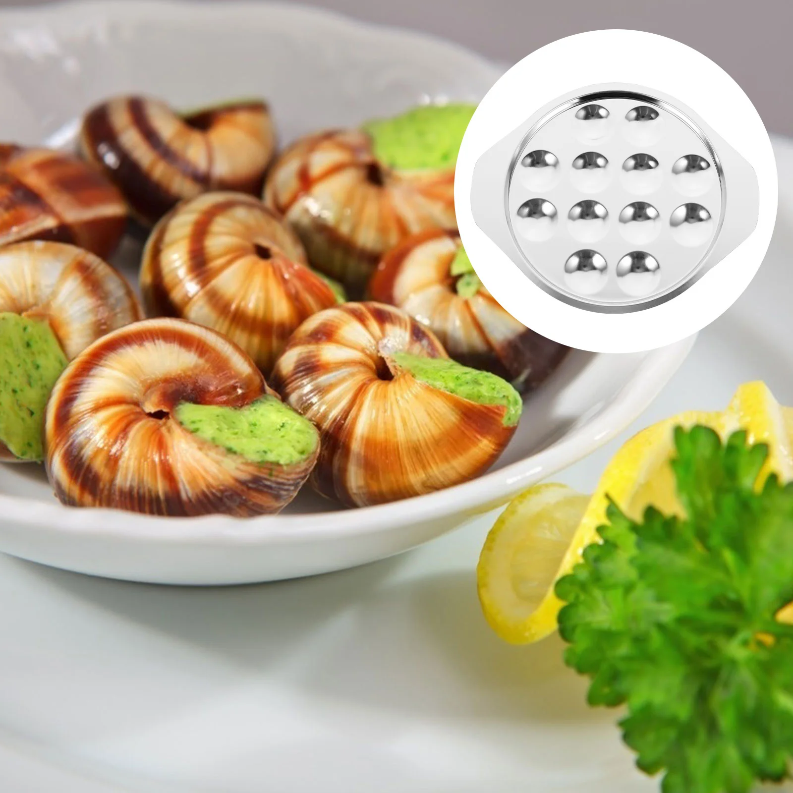 

2pcs Stainless Steel Snail Plate 12 Holes Escargot Holder For Baking Conch Oyster Shellfish Serving Plate Kitchen Gadget