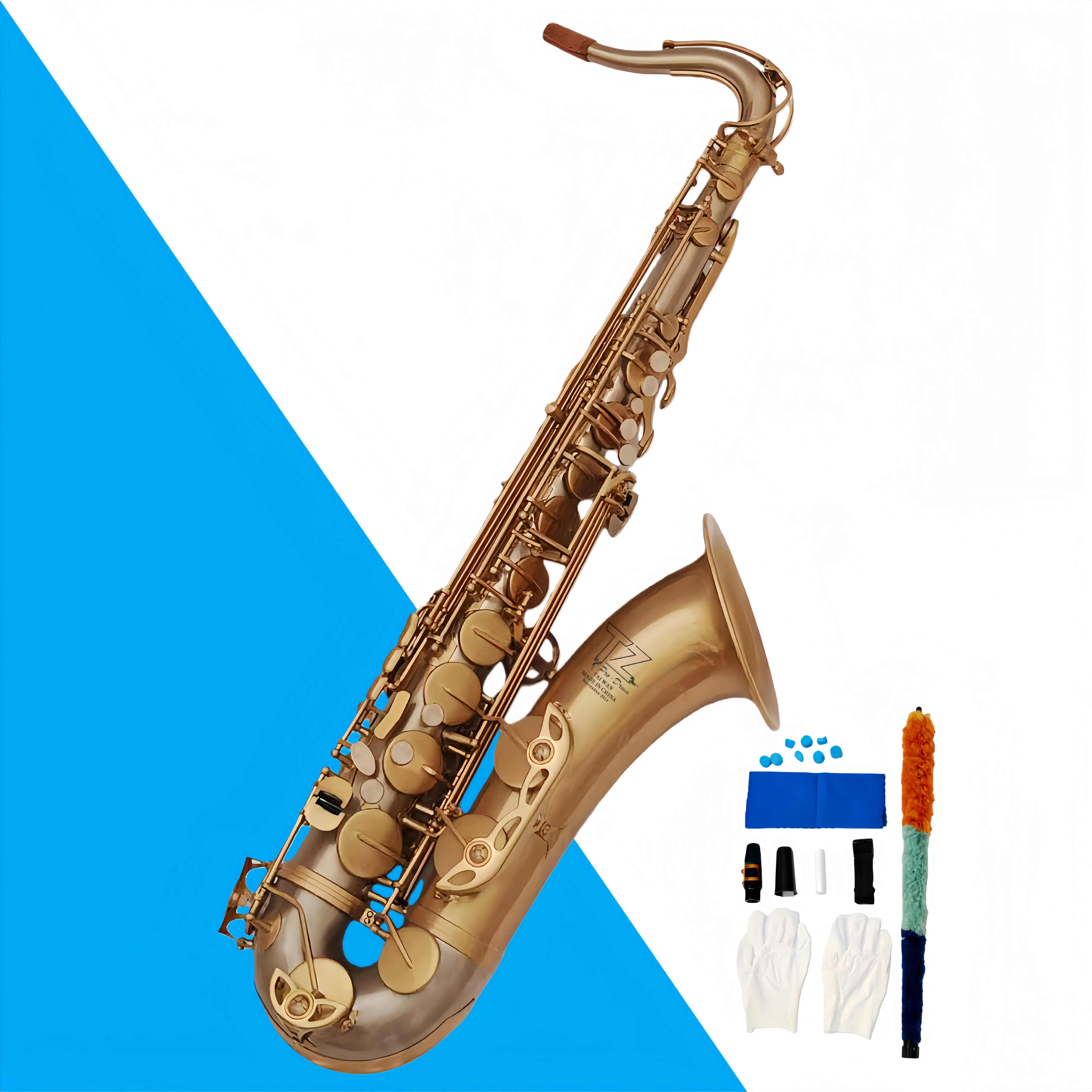 

r Wholesale Brass Instruments Bb Tone Tenor Saxophone White Copper Material Matte Appearance High End Saxophone