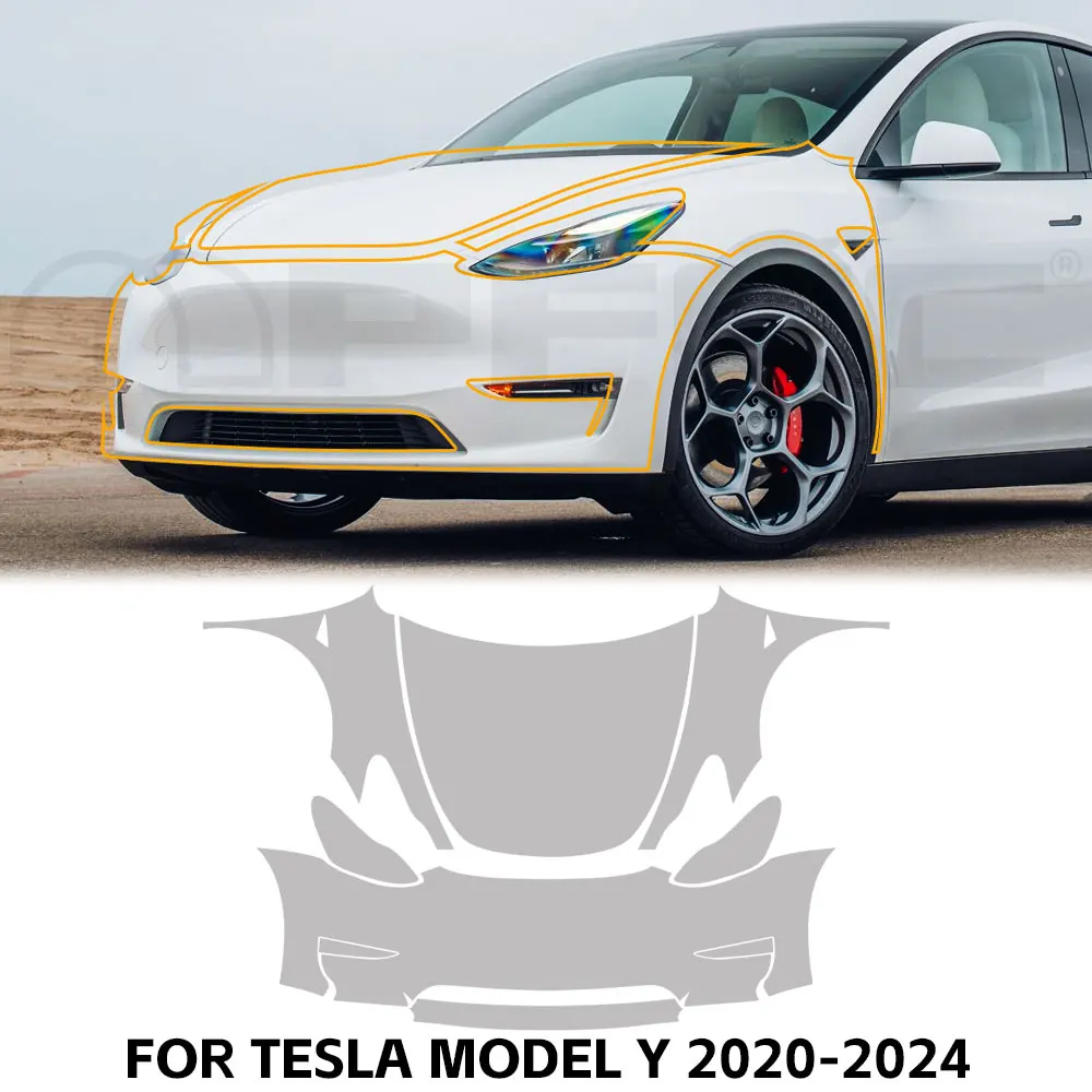 

For Tesla Model Y 2020-2024 Matte Clear TPU Paint Protection Film Pre-cut Clear PPF Car Body Invisible Anti-scratch Resistant