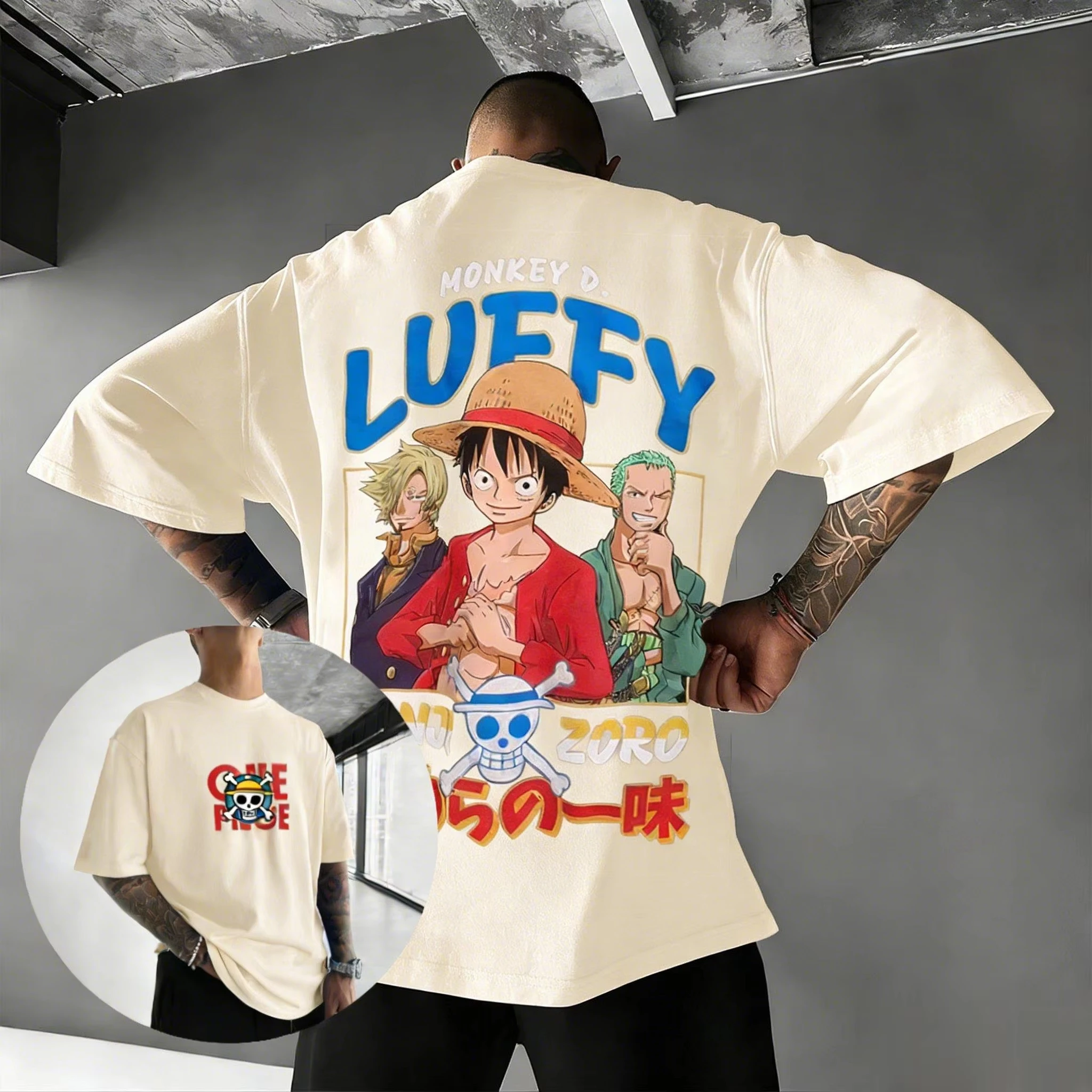 

Летняя футболка унисекс 2026 в стиле Y2K с аниме-принтом Луффи, уличная повседневная футболка с коротким рукавом, топ с мультяшным принтом