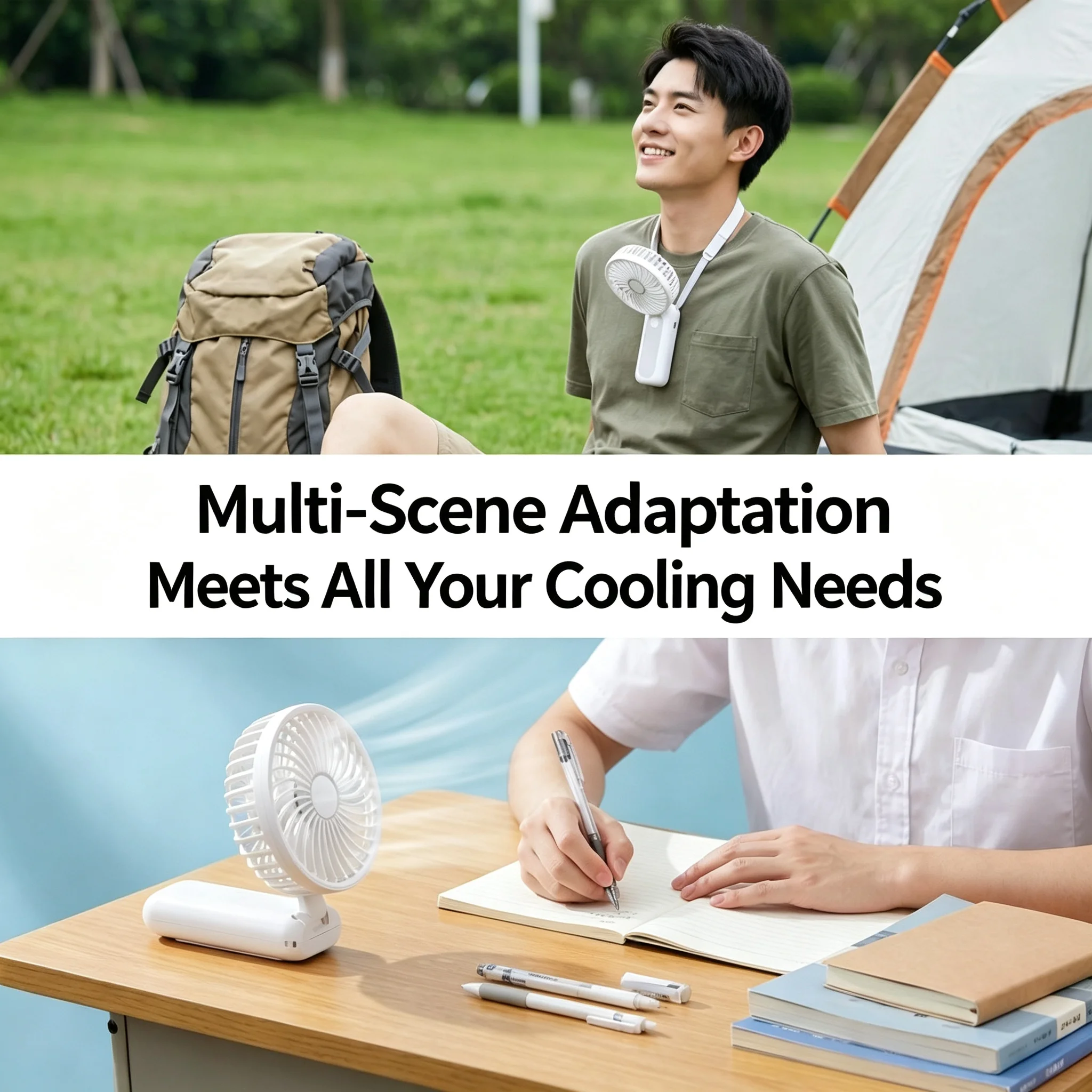M2 Summer Cooling Fan, Mini Portable Handheld Type‑C Charging, 1503 Brushless Motor, 7‑Speed Adjustment, Detachable 4000mAh Batt