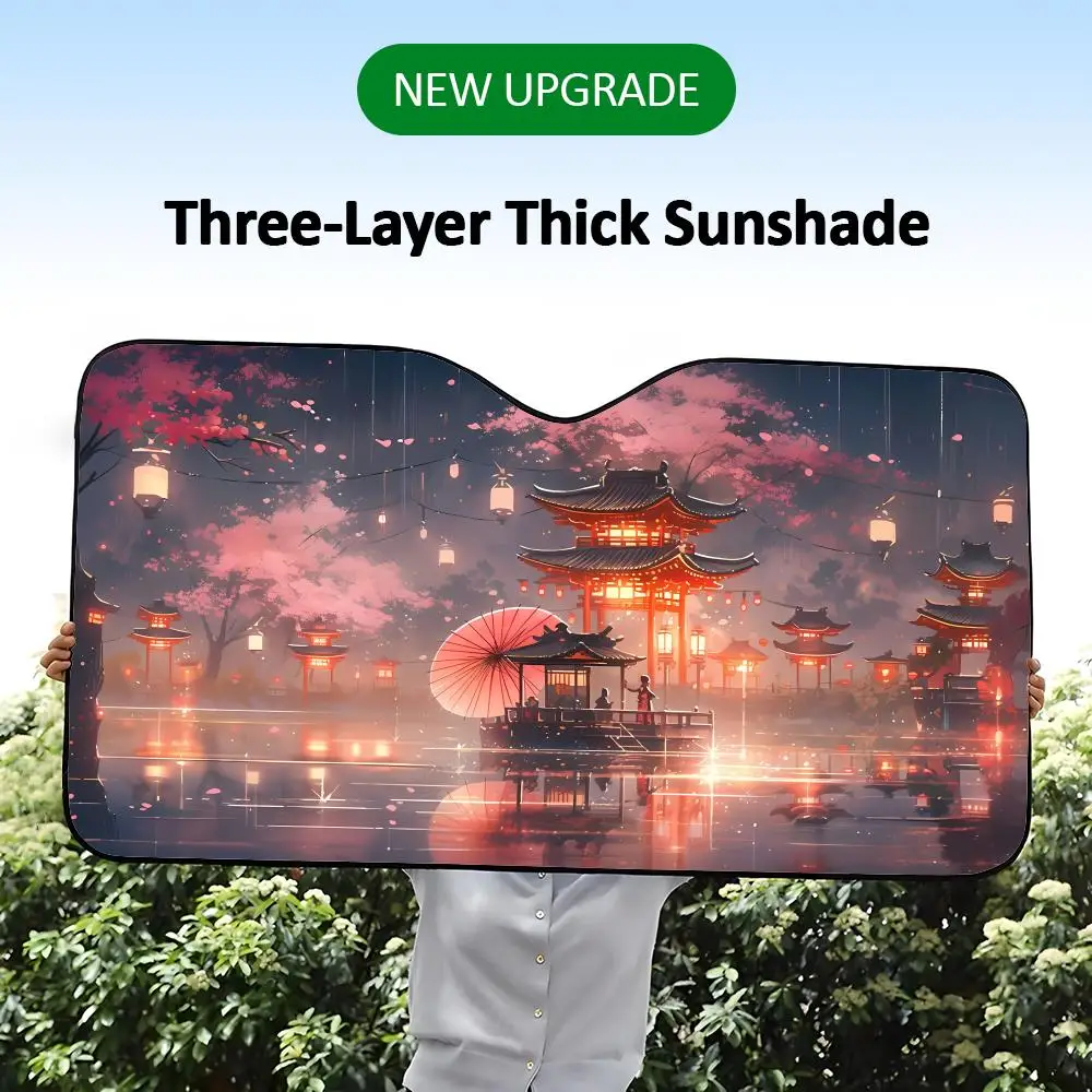 

Traditional Beautiful Chinese Landscape Sun Visor Daily Car Sun Visor Aluminum Foil Heat Insulation UV Protection
