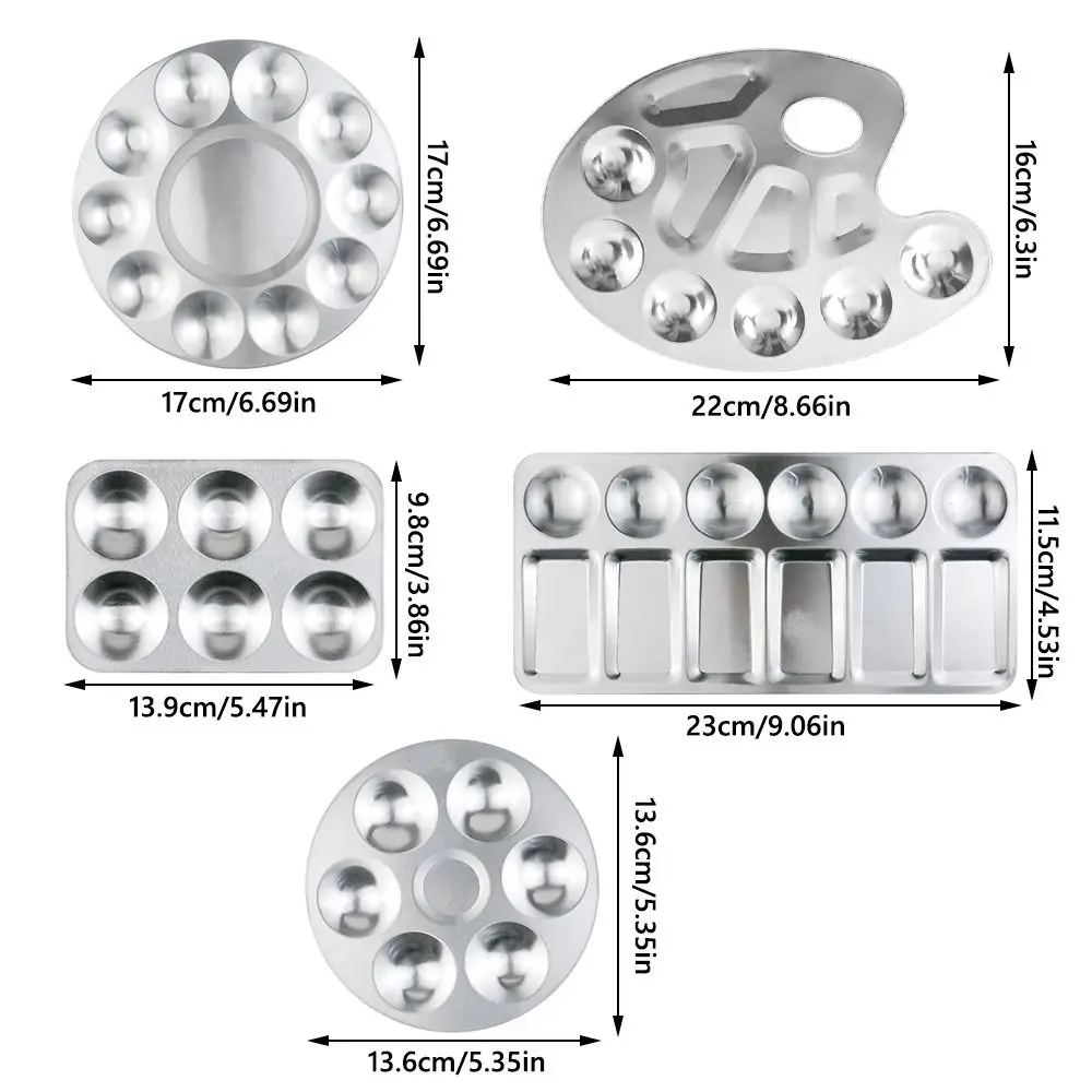 Metal Watercolor Palette 6/10/12 Wells Circular/Rectangular Mixing Paint Tray Hand Drawn Painting Color Palette Art Supplies