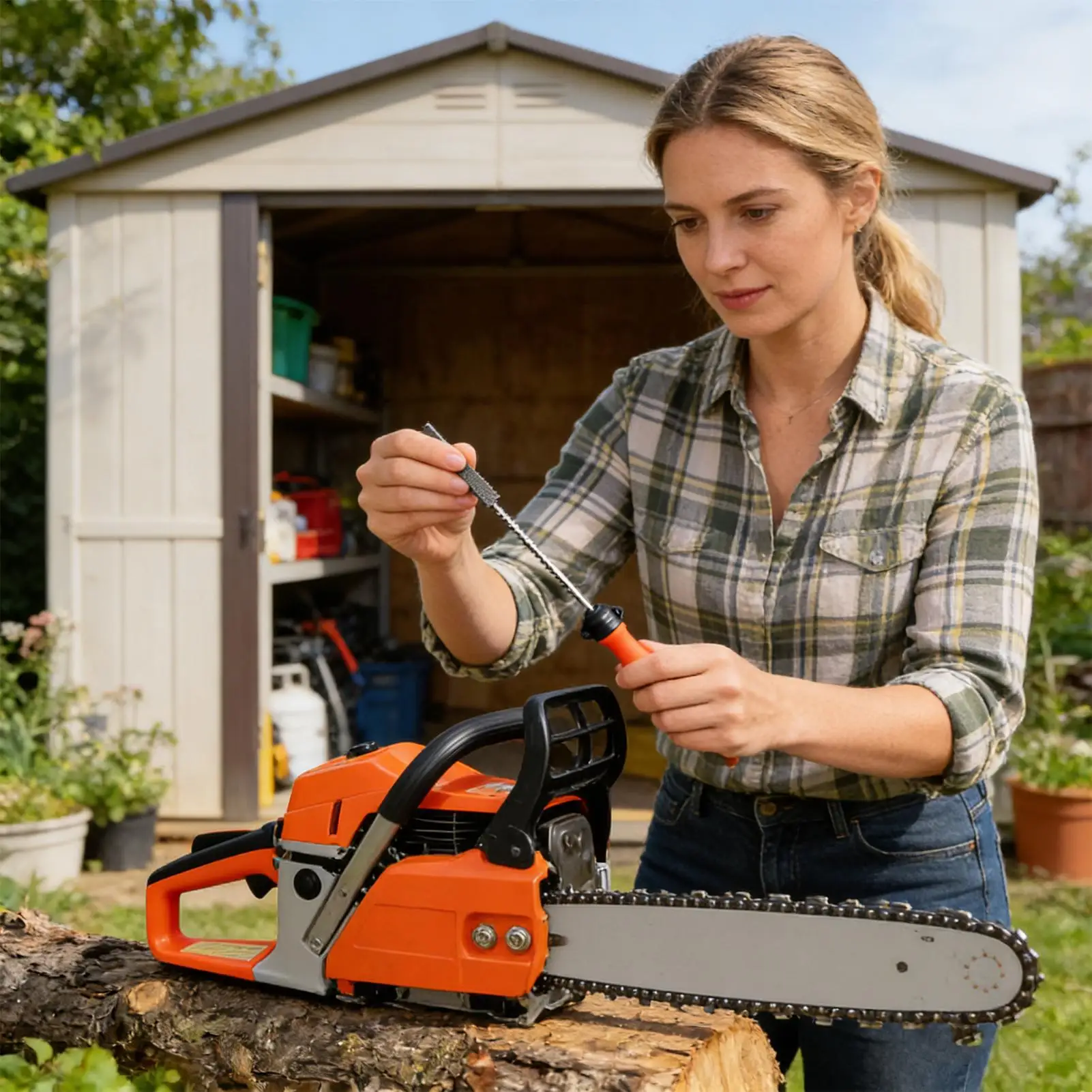 Chain Saw File Handle 8 Pieces Precise Ergonomic Reusable 4mm-5mm Chainsaw Files Replacement Accessories For Adults