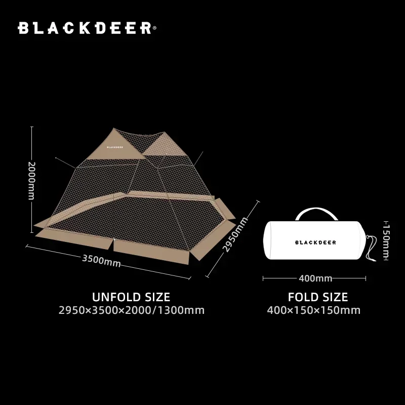 BLACK-DEER Summer canopy anti-mosquito mesh tent 5-8 people field camping picnic ventilation screen beach shade cover survival