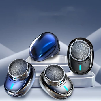 Mini barbeador elétrico para homens, modelos de carregamento USB, lâmina corporal portátil, sem danos na pele, barba facial, preto duradouro