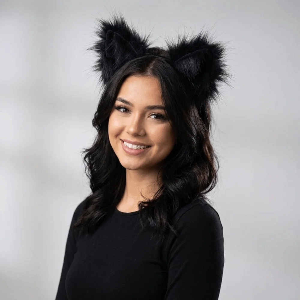 Practical Animal Cat Ears Headband Furry Gothic Gothic Headband Artificial Realistic Cosplay Headband Carnival