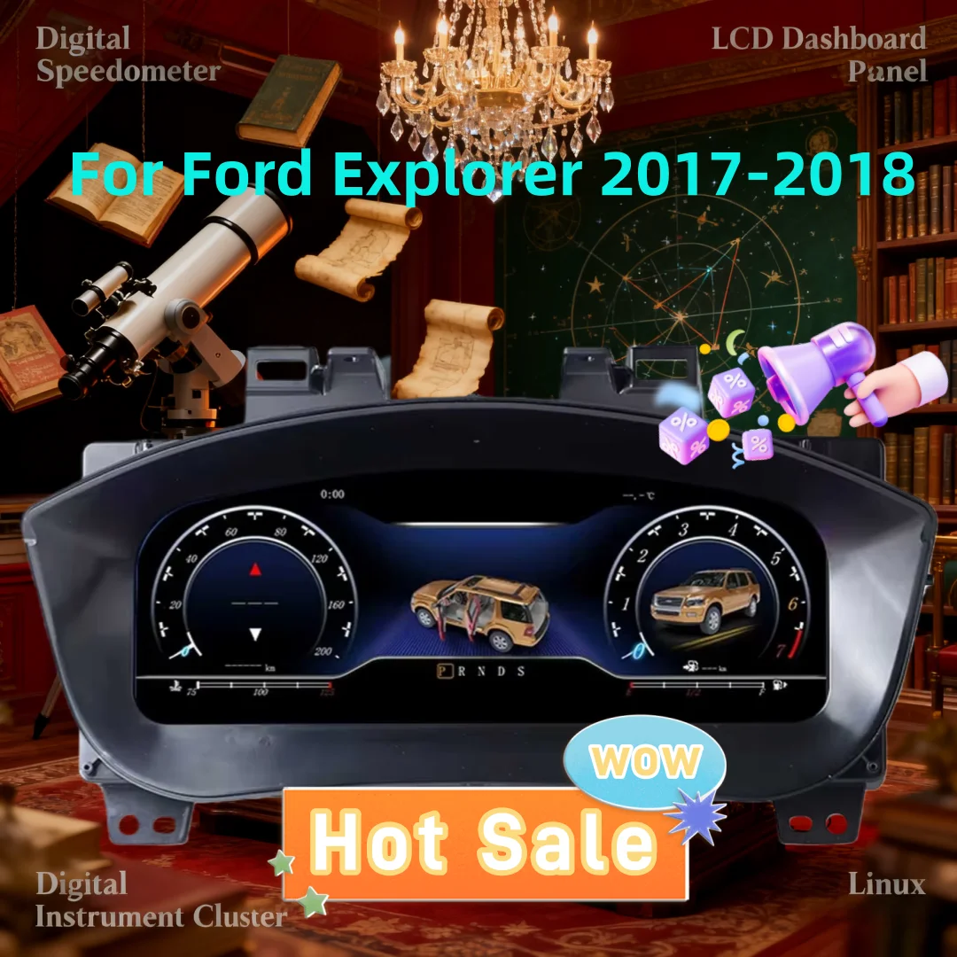 

Digital Instrument Cluster Display For Ford Explorer 2017-2018 Plug&Play Speedometer 12.3"HD screen Virtual Cockpit panel screen