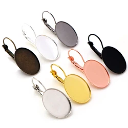 13X18 Mm 10 Stks/partijen 7 Kleuren Plated Franse Lever Terug Oorbellen Blank/Base, fit 13X18 Mm Ovaal Glas Cabochons