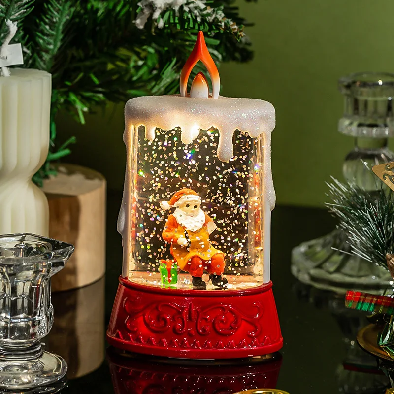 Natale LED a lume di candela Cascata rotante senza fiamma Candela scintillante a lume di candela Candela elettronica in cristallo Decorazione da tavolo Regalo