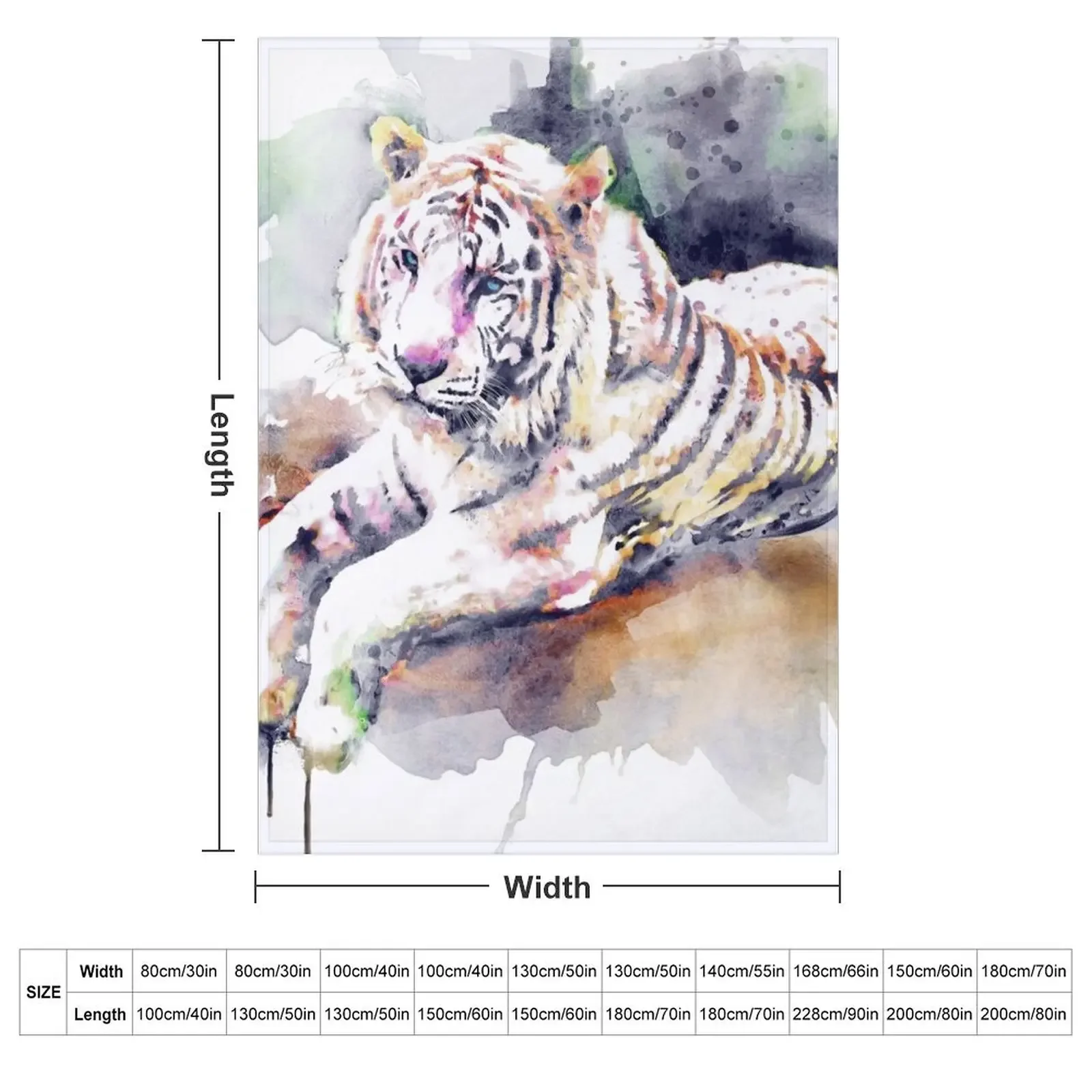 Resting and Alert Blue Eyed White Tiger Throw Blanket Hair anime halloween cosplay anime Blankets