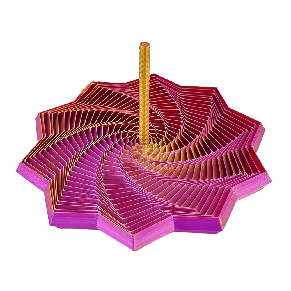 PLA Expanded Sensory Fidget Star 3D Printed Whirling Spiral Fractal Fidget Hexagon Stress Relief with Handles