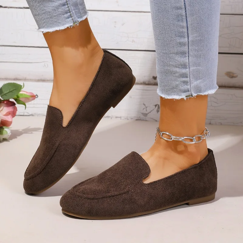 Summer Comfortable Low-cut Women's Flat Shoes Stylish Round Toe Suede Loafers Women's Everyday Shopping and Walking Casual Shoes