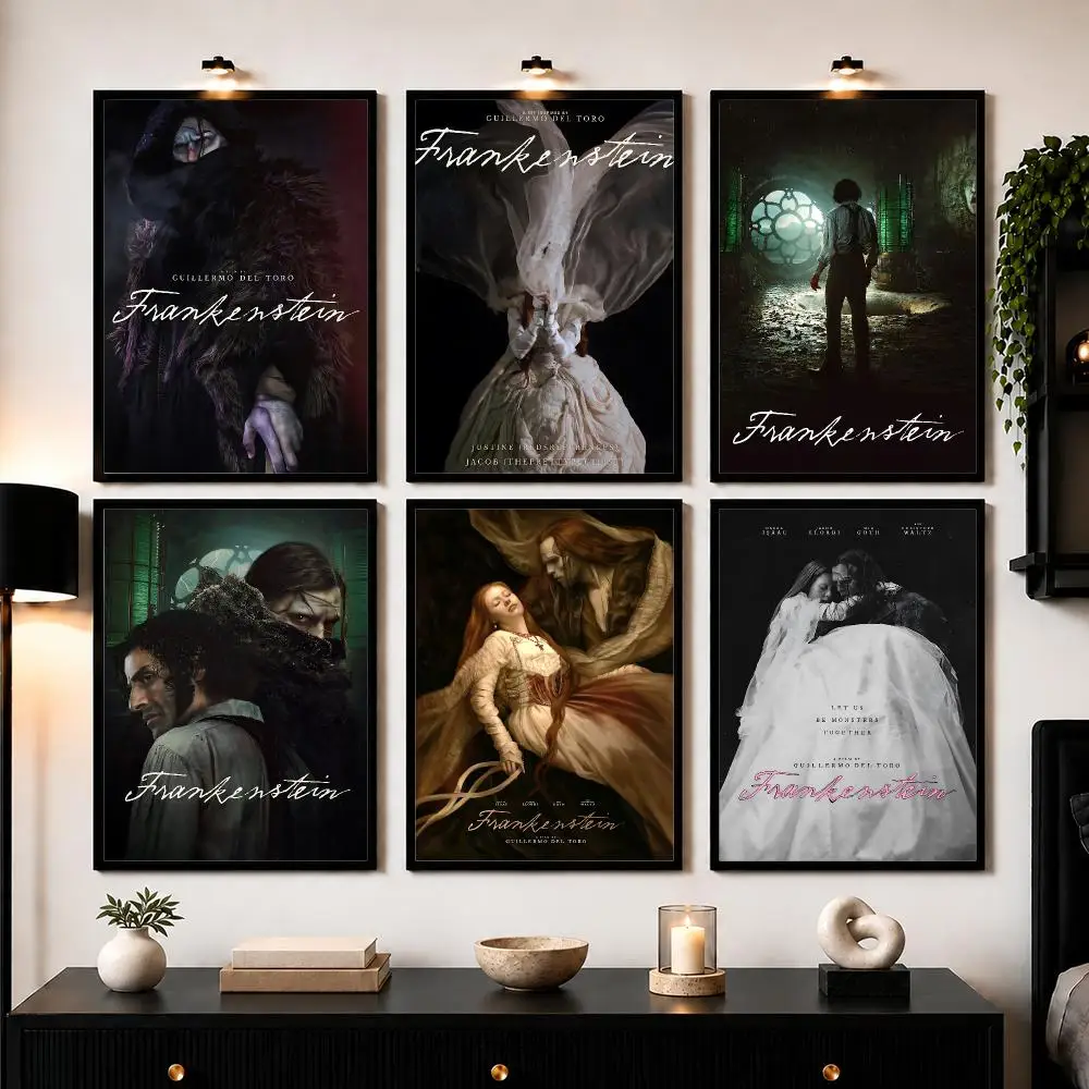 Classic Horror Movie F-Frankenstein Poster Wall Art Print Sticker for Bedroom Living Room Dorm Office Modern Home Decor