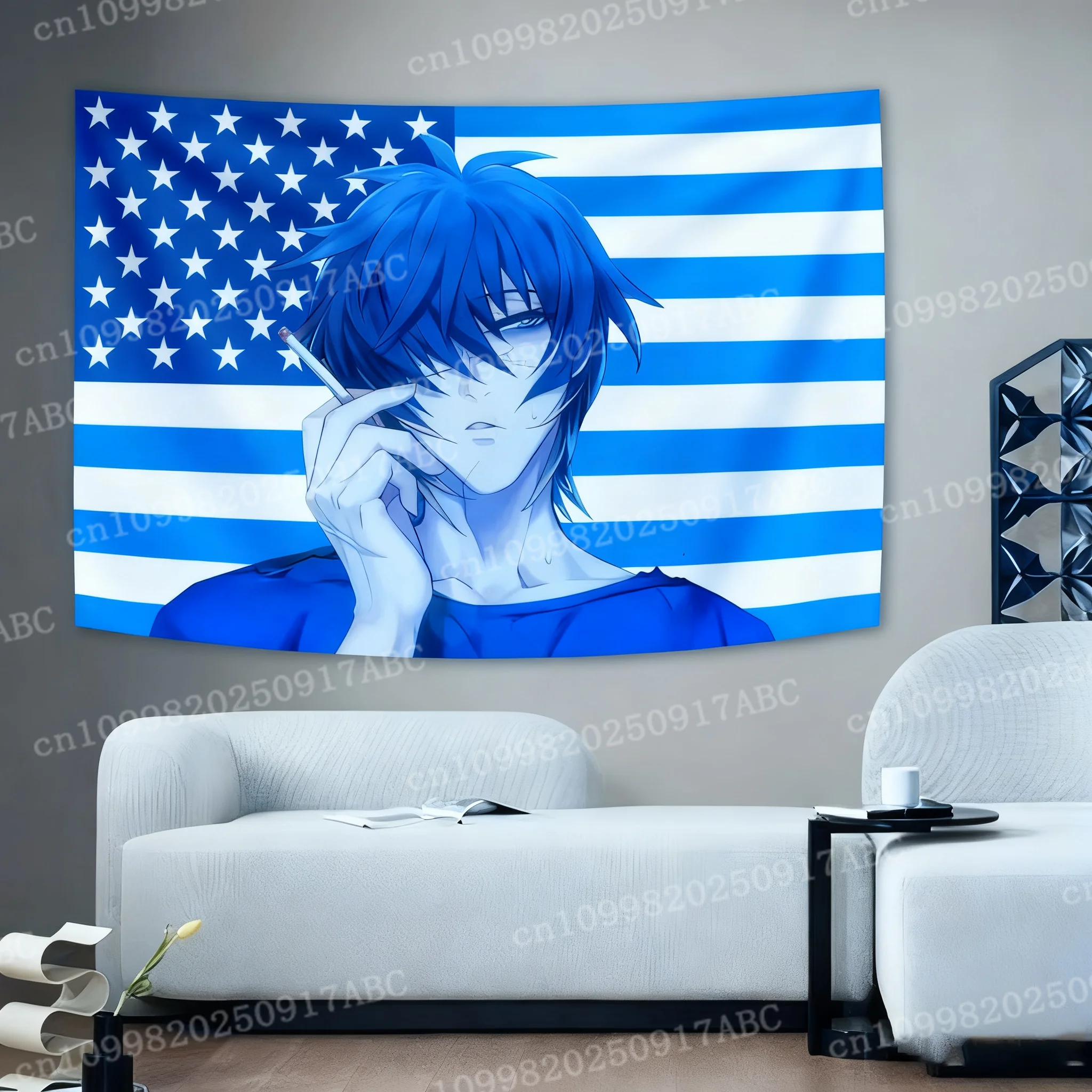 Langsam beschädigte umgebende Anime-Spiele, Wandteppich, Wanddekoration, Wohnzimmer, Sofa, Hintergrund, Stoff, rosa Flaggen, Heimdekoration, Heimteppich