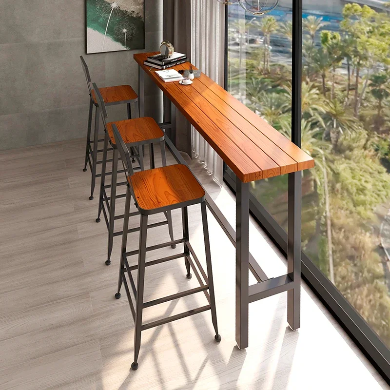

Balcony Tavern Bar Table Solid Wood Lean Against The Wall Design Restaurant Bar Table Senior Mesa Long Furniture Tavolo Dj FYBT