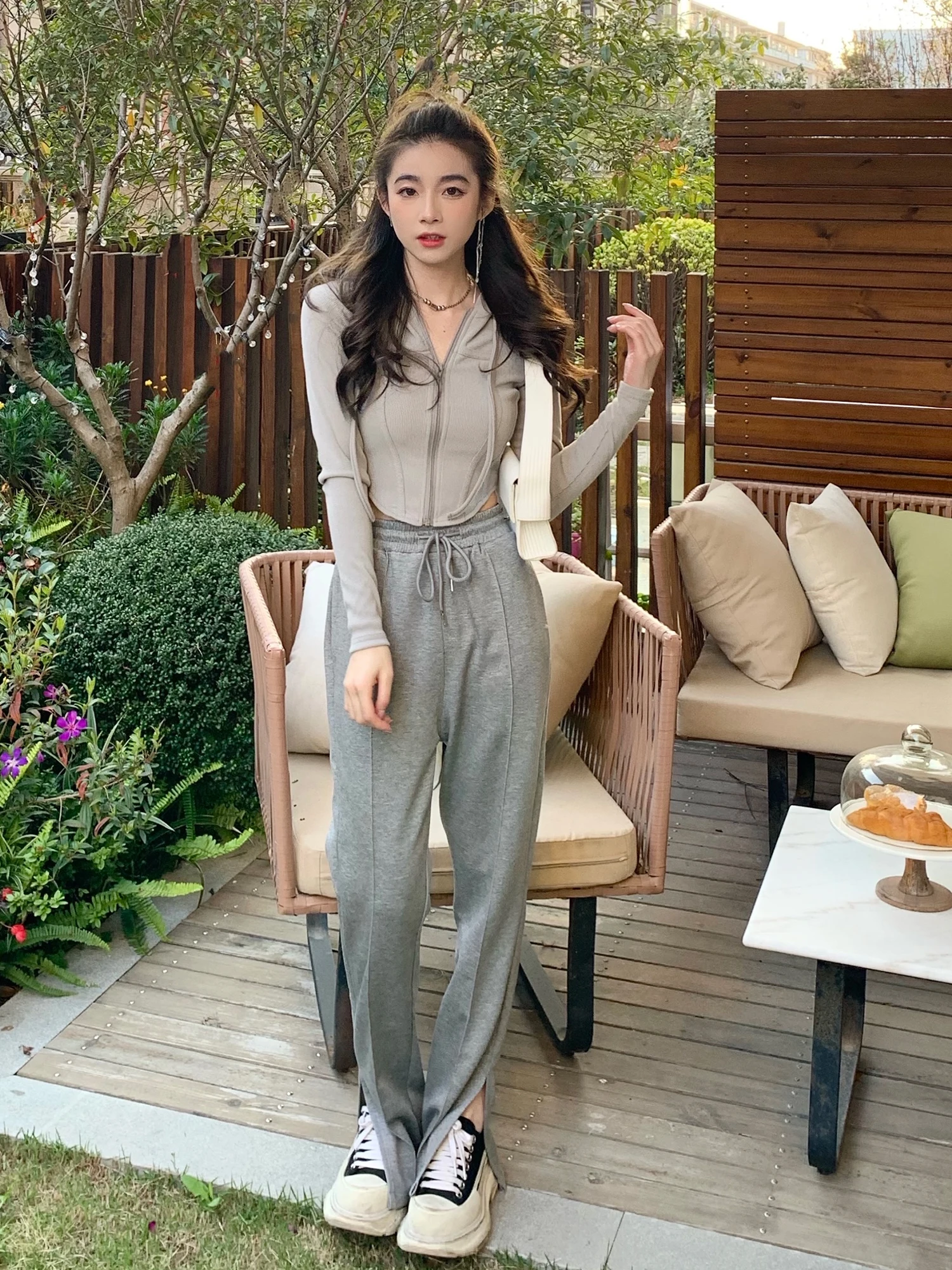 

Женские брюки SIMONA: универсальные, свободные, с разрезами, струящиеся, повседневные, спортивные, с высокой талией, широкие штанины, длинные