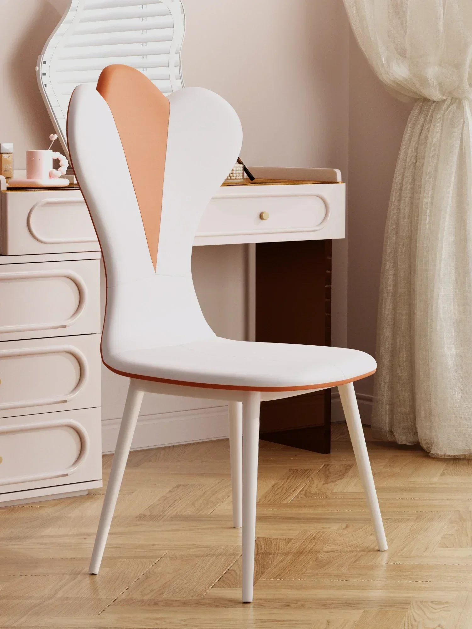 French Cream Style Dining Chair Nordic Internet Famous Small Waist Chair Modern Minimalist Makeup Stool Casual Designer Stool