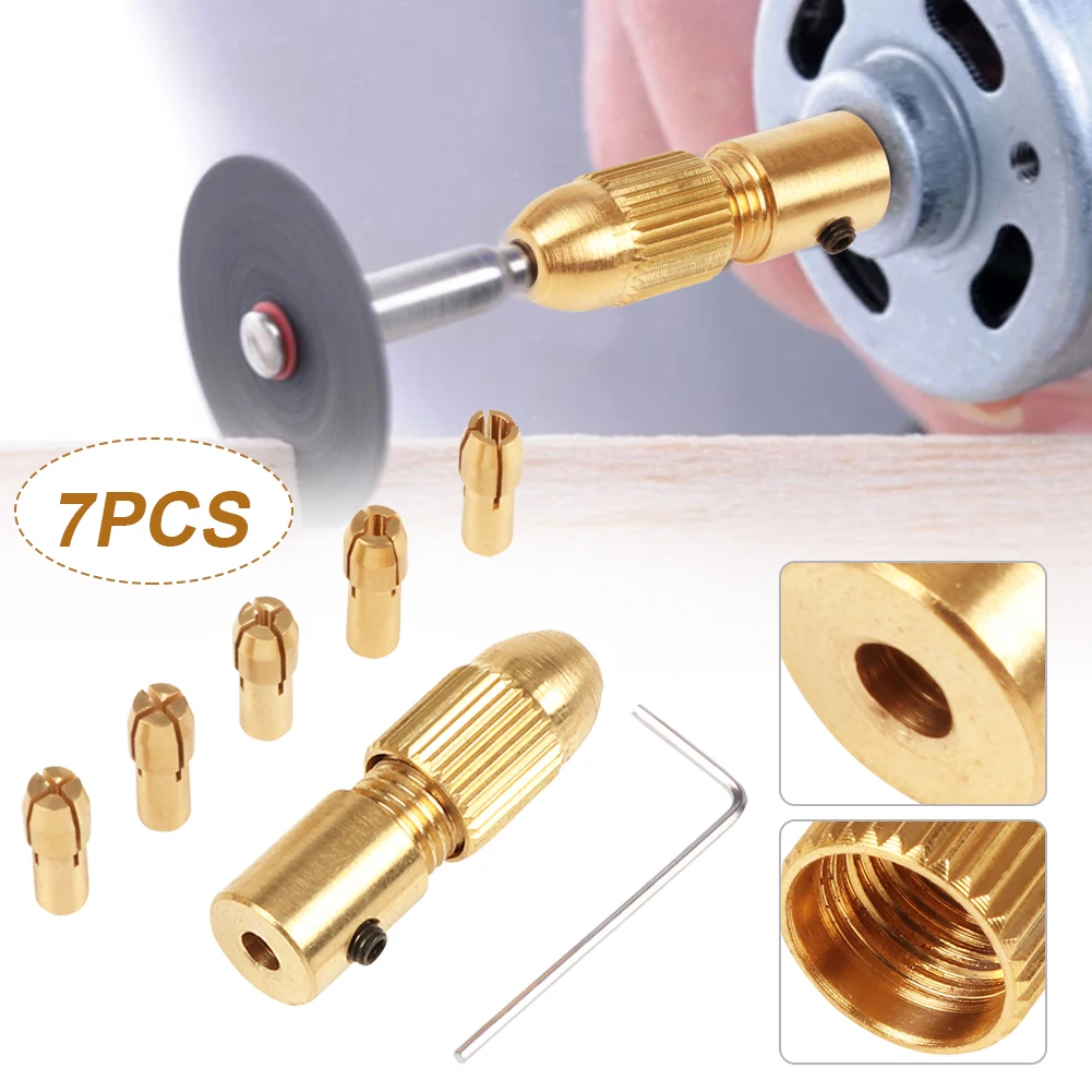 미니 드릴 척 Adapte 7Pcs 0.5-3mm(Inner2mm-2.35mm) 소형 전기 드릴 비트 콜레트 마이크로 트위스트 척 목공 도구 키트