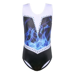 One-Piece Ballet Costume Sparkle Sequim Gymnastics Leotard for Girls Athletic Tank Bodysuit Sleeveless Ballerina Dancewear