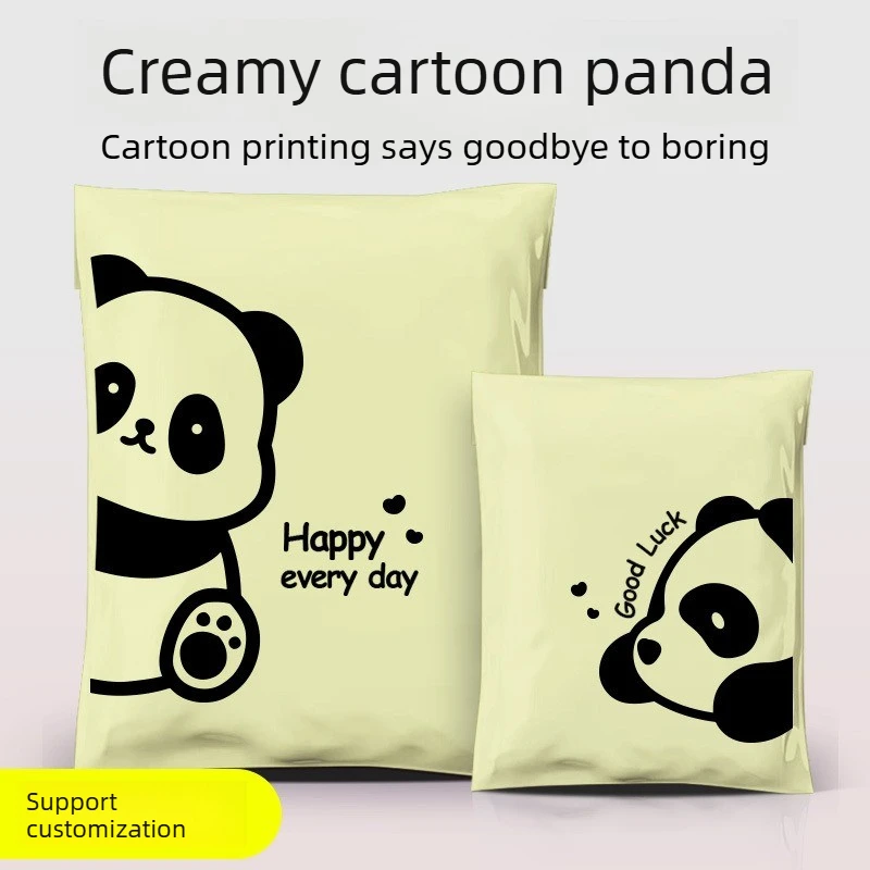 Supports dropshipping; features a cartoon panda print; suitable for clothing packaging; sold in packs of 50.