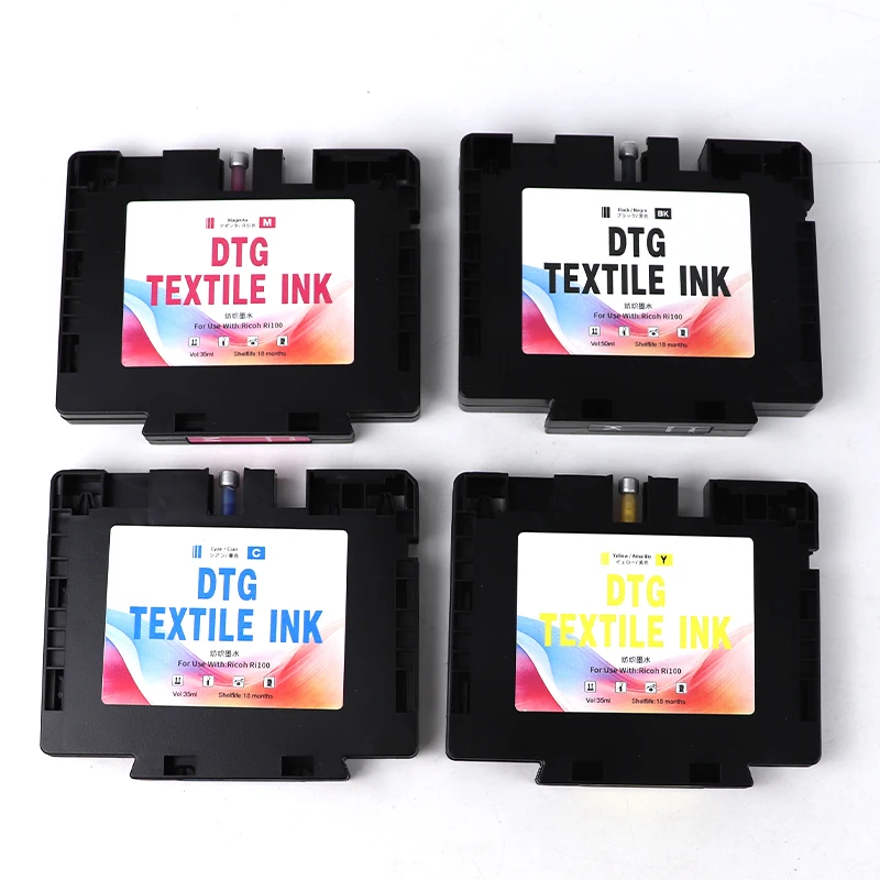 Ri 100 RI-100 ink cartridge Compatible for Ricoh RI100 igital textile printing printer With DTG textile ink With chip C M Y BK