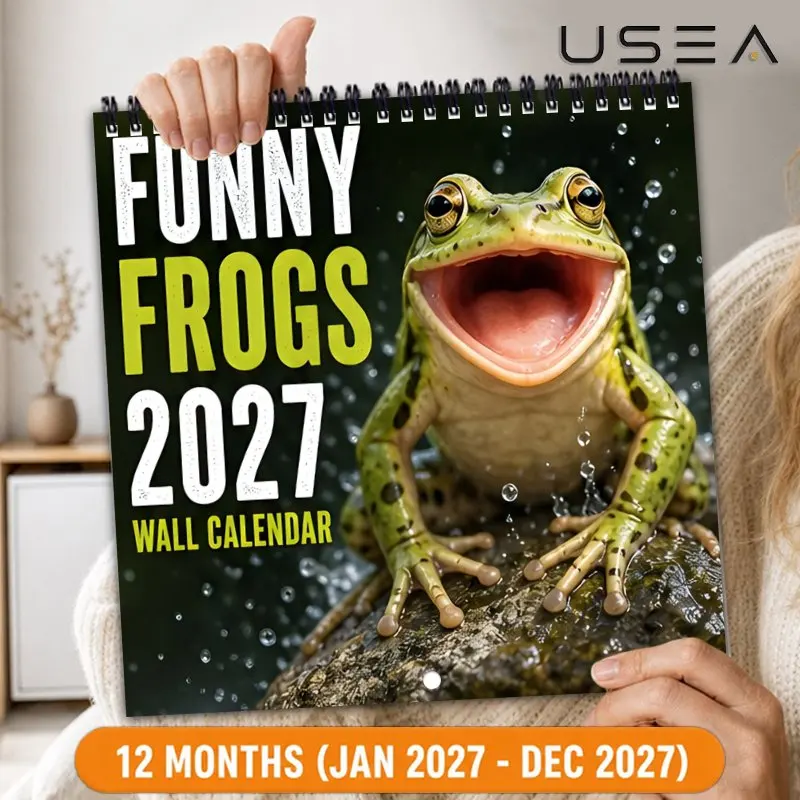 2027 Funny Frogs Wall Calendar,Large Writable Blocks, US Federal Holidays, Aesthetic Wall Decor, Gift for Mom Coworker Teache