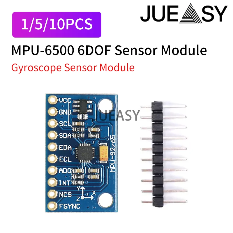 1-10PCS IIC I2C SPI MPU6500 MPU-6500 6-Axis Gyroscope Accelerometer Sensor Module Replace MPU6050 For Arduino With Pins GY-6500