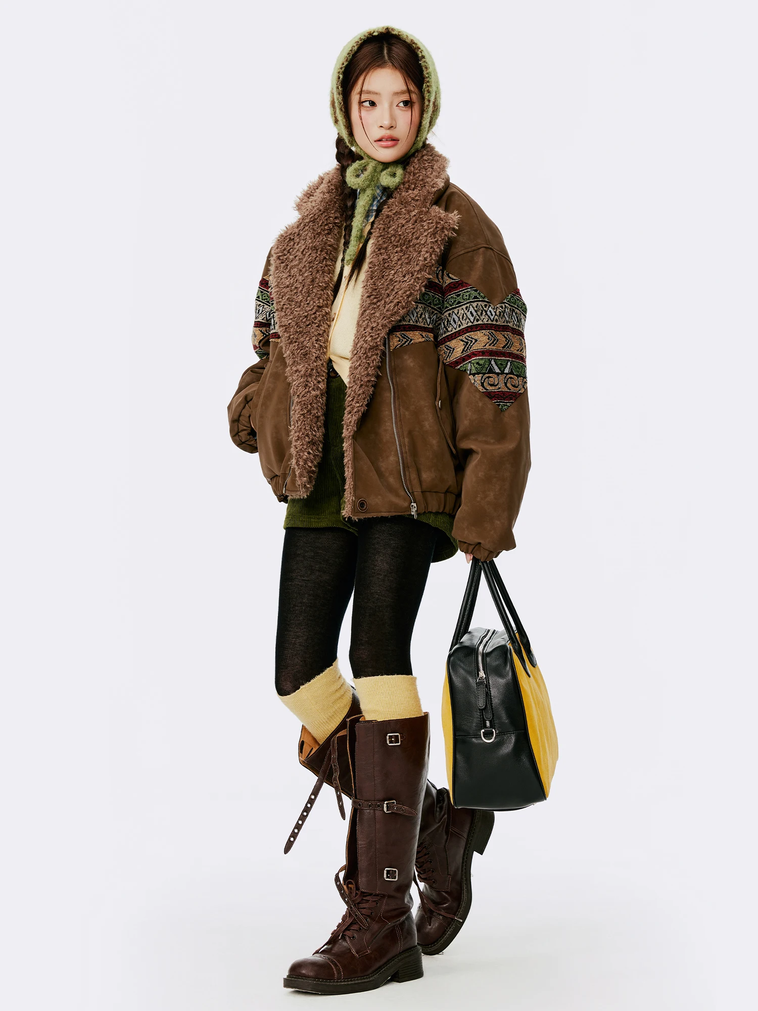 

Женское замшевое пальто из овечьей шерсти с утеплением, воротник-стойка, застежка-молния, длинное, в корейском стиле, зимняя верхняя одежда