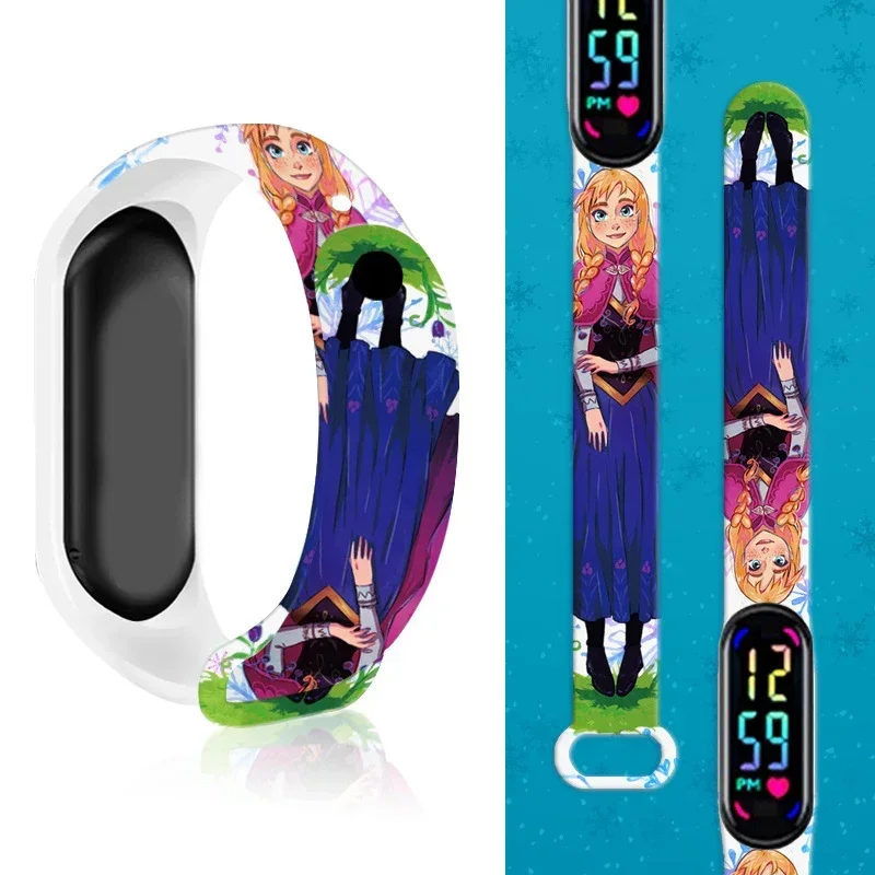 Disney Frozen Action Figure Elsa Anna Kids' Digital Watches Cartoon LED Touch Waterproof Electronic Kids Watch Birthday Gift Toy