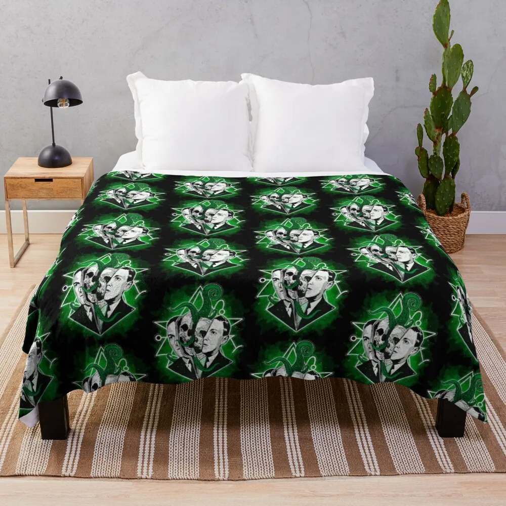 

Darkness of Lovecraft - Cthulhu, Horror, Occult World, Skull and Bones, Dark Symbol, Elder Throw Blanket Bed covers Blankets