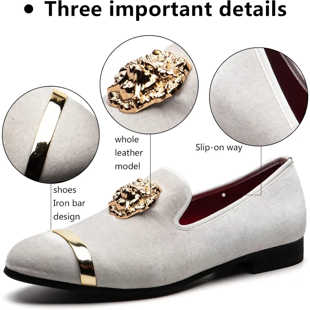 

New Men's Suede Soft Penny Loafers Metal Decoration Design Flat Slip-On Formal Men's Velvet Loafer Dress Shoes Big Size 37~46