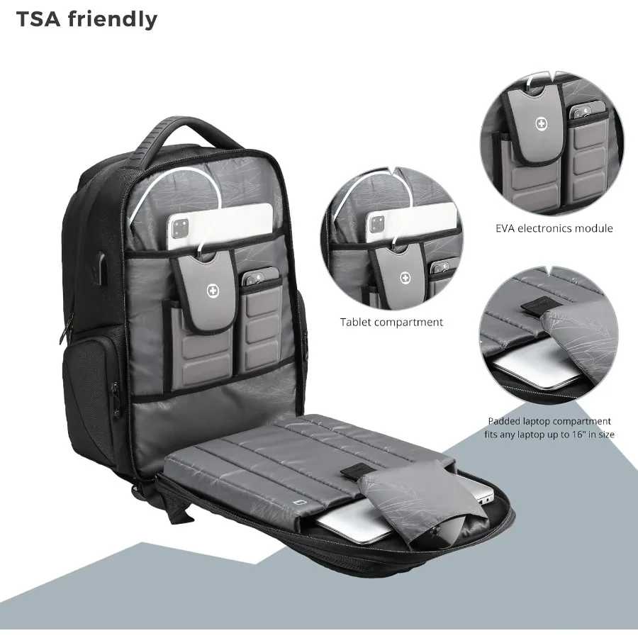 حقيبة ظهر للكمبيوتر المحمول للرجال بتصميم Swissdigital للسفر الجامعي والأعمال مع منفذ شحن USB متكامل وحماية RFID #3