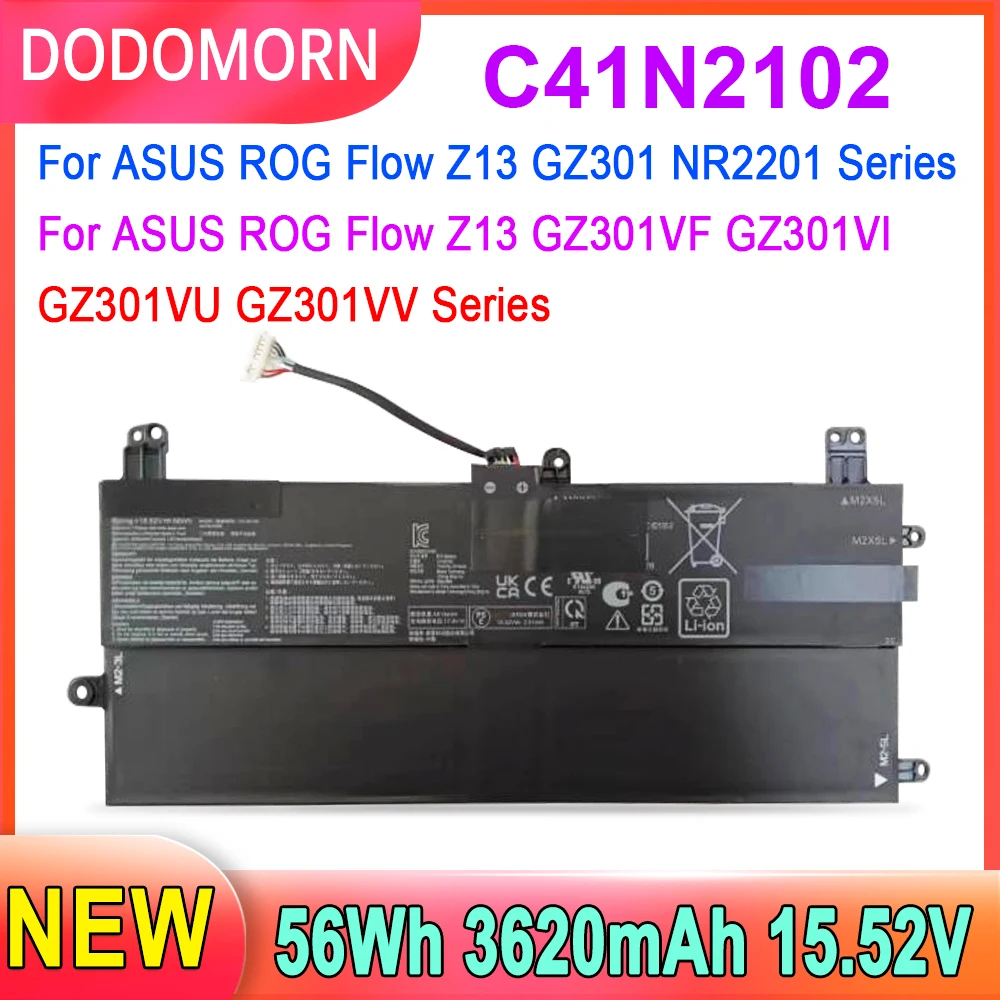 DODOMORN Battery baterai Laptop untuk ASUS ROG Flow Z13 GZ301 NR2201 Battery GZ301VI GZ301VU Vu C41N2102-1 Vu