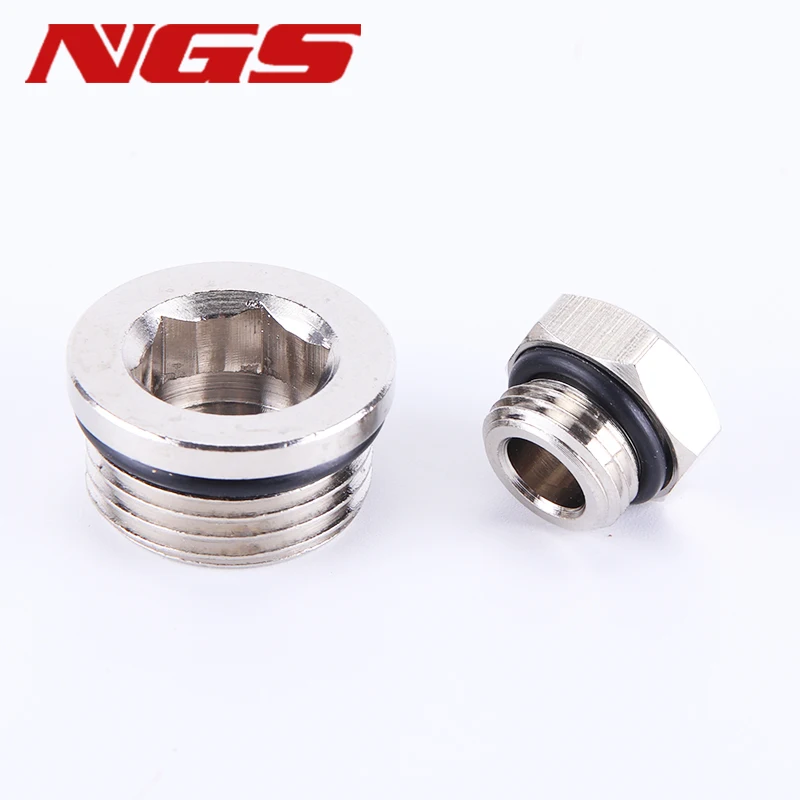 M5 G1/8 G1/4 G3/8 G1/2 Male Thread Internal Hex Head External Hexagon Pipe Connectors End Cap Plug Fitting Adapter With Sealing