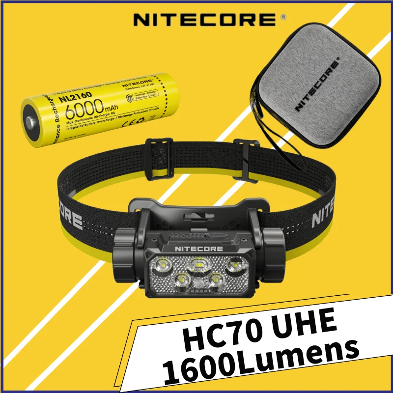 NITECORE HC70 UHE USB-C Rechargeable 1600Lumens Étanche Wrok sauna lampe Inlcude 21700 6000mAH Batterie