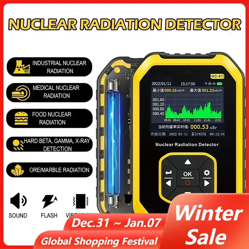 Personal Dosimeter X-ray Gamma-ray Beta Ray Radioactivity Tester Marble Detector Geiger Counter Nuclear Radiation Detector