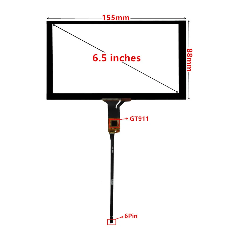 6.2 Inch 155*88 155mm*88mm GT911 Universal Capacitive Touch Digitizer Car DVD Navigation Touchscreen Panel Glass