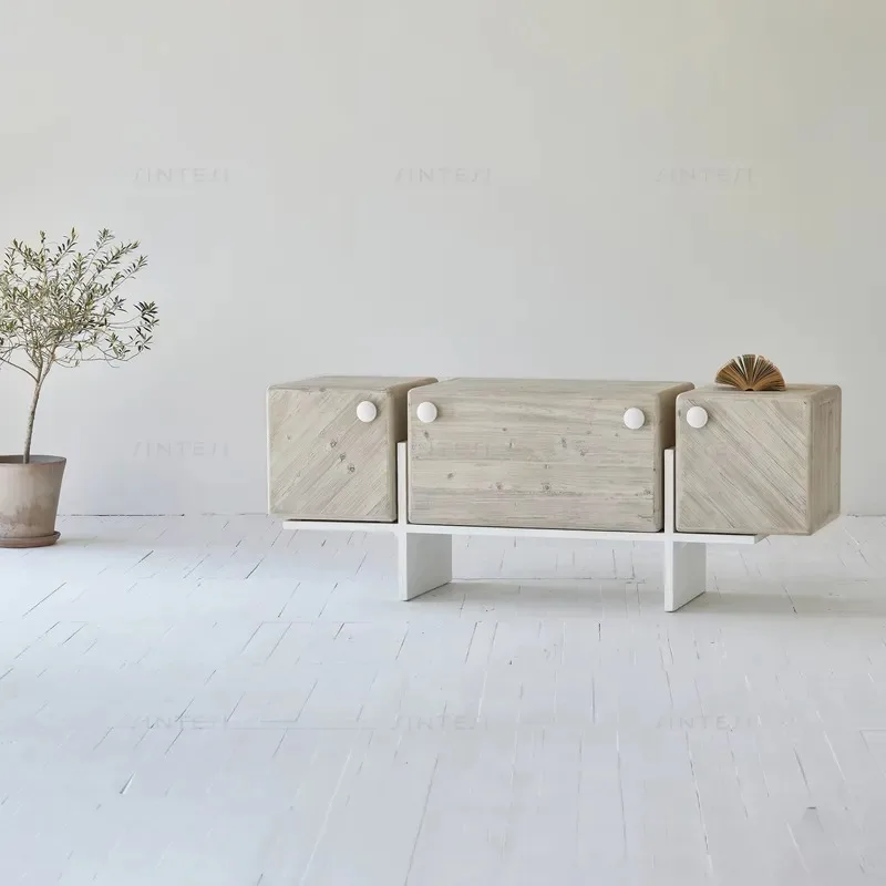 Scandinavian Modern Simple Solid Wood Sideboard Home Storage TV Wall Cabinet Furniture