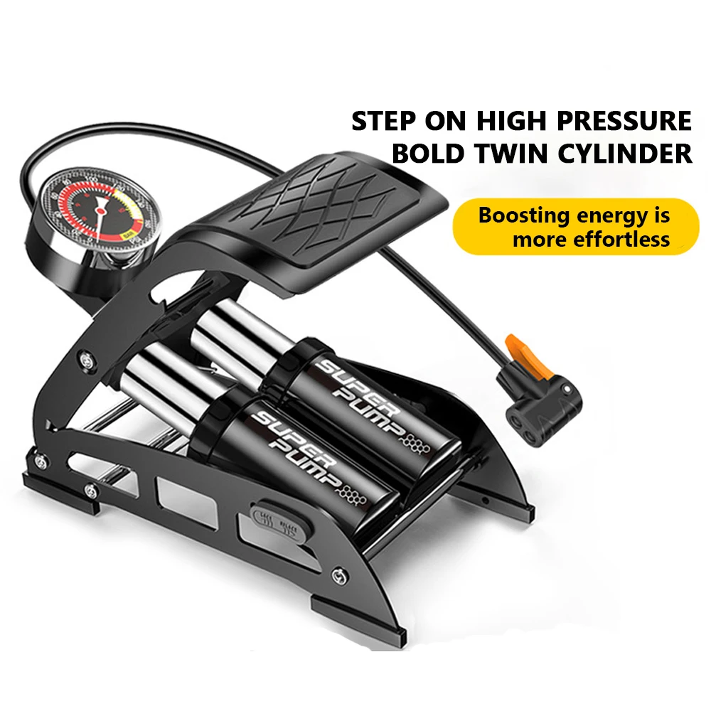 

Portable Aluminum Alloy Bike Pump - Foldable High Pressure Built-in Pressure Gauge Durable Lightweight for Road Bicycles